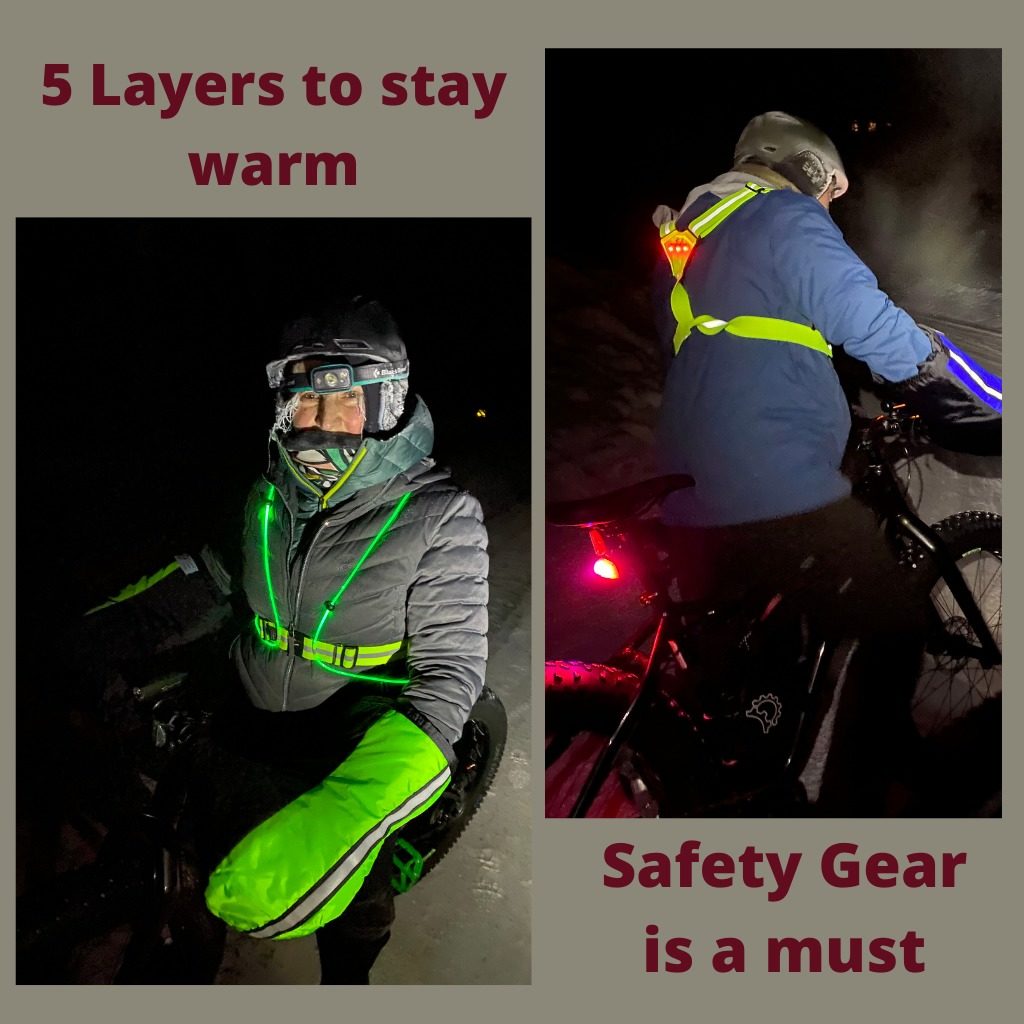 Fat tire biking at night in sub zero temperatures