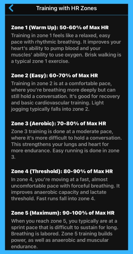 Heart Rate Training Zones from Garmin