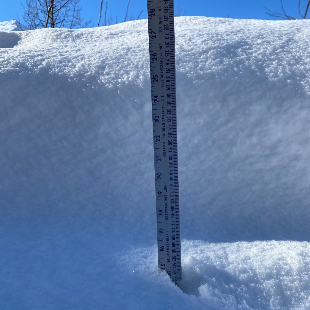 Snow fall measuring over 1 foot deep