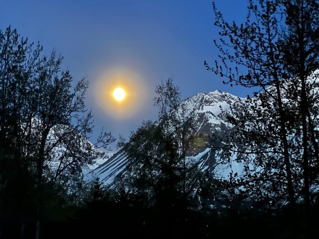 cool view of the moon in Alaska