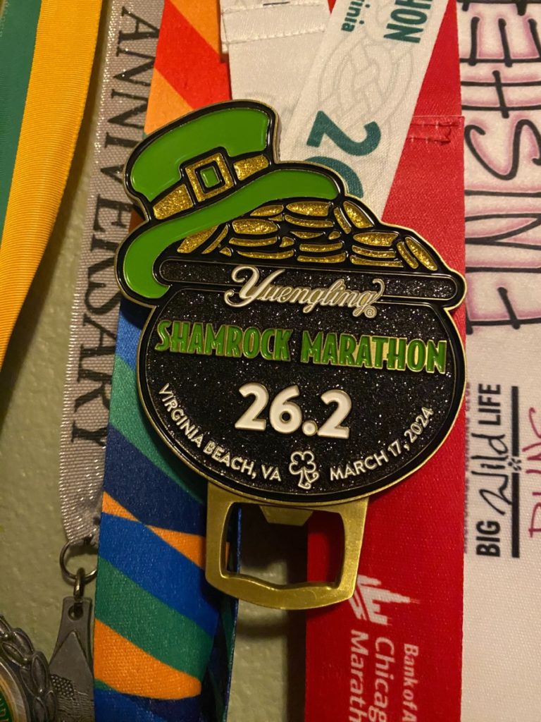 Yuengling Shamrock Marathon finisher medal 2024